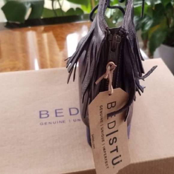 Rare BED STU Sandals MADISON Zip Fringe Gray Blue Purple Leather Size 7.5 - Picture 6 of 15